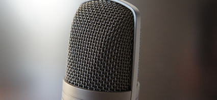 close up of a webinar microphone