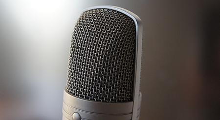 close up of a webinar microphone