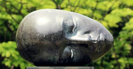 Sculpture of a head lying down