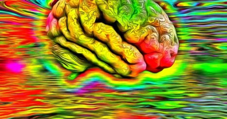 Psychedelic graphic of a brain