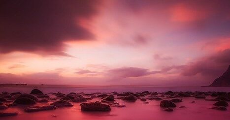 Rocks in water at dusk